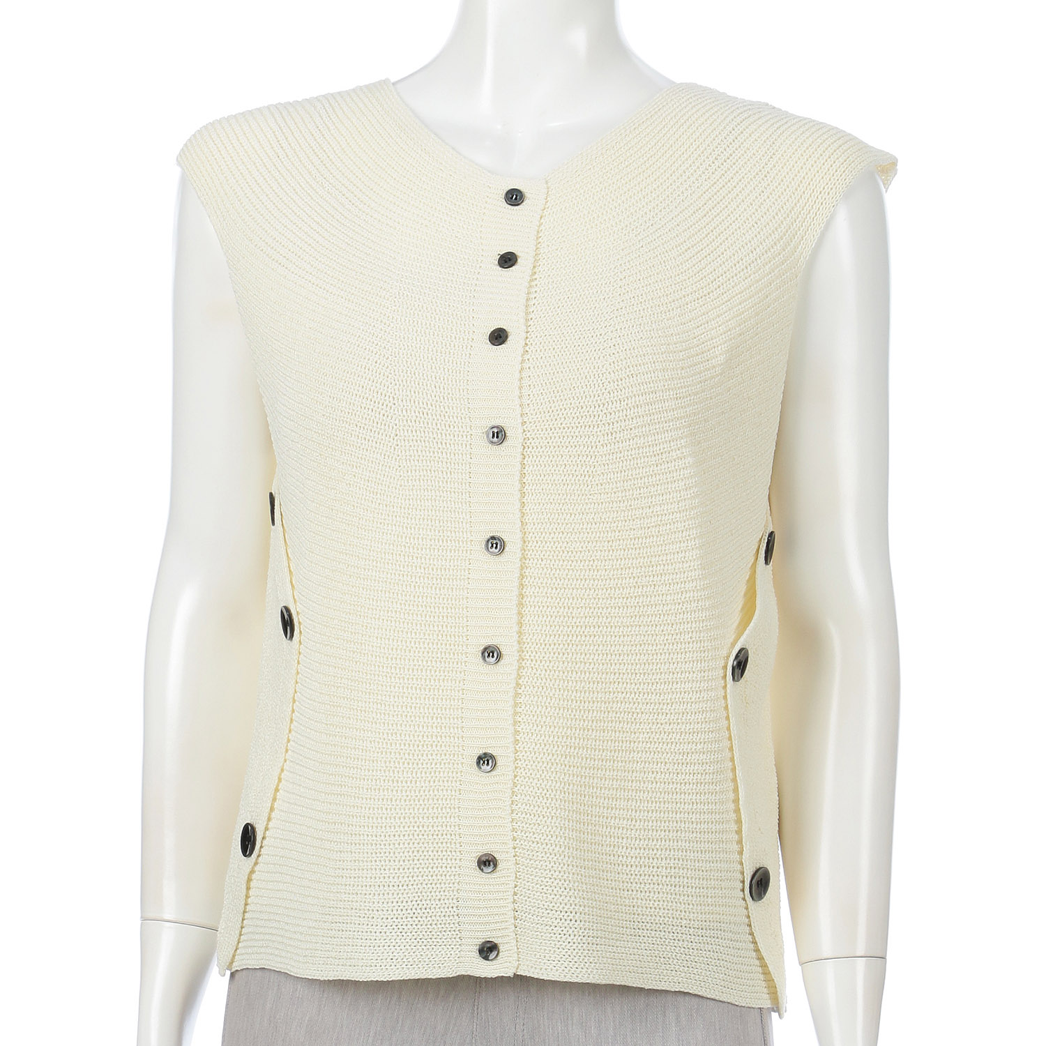 脇釦求心前開きベスト - 画像4