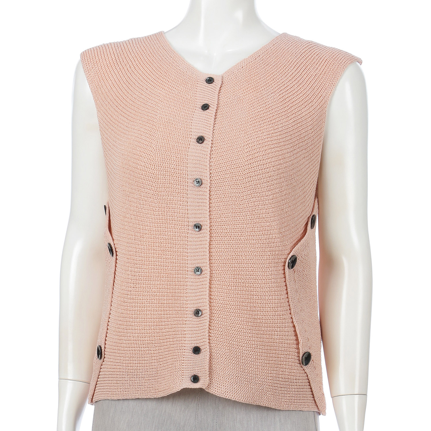 脇釦求心前開きベスト - 画像1