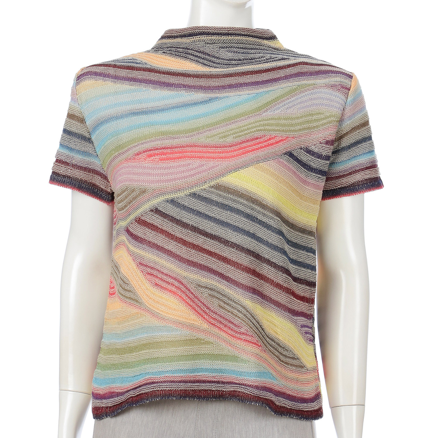 絣リブ鱗ケーブル柄プルオーバーベスト - 画像2