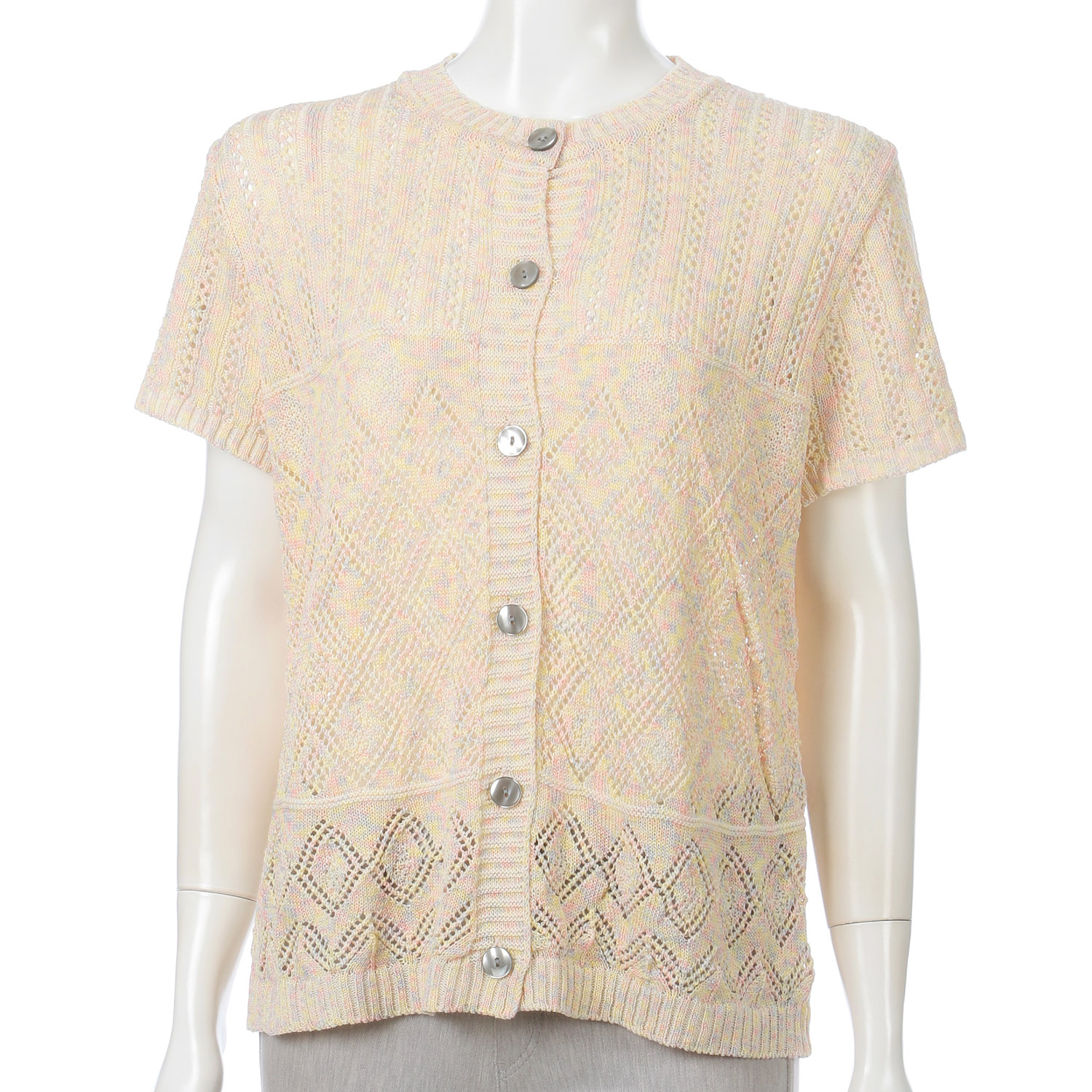 絣透かし前開きベスト