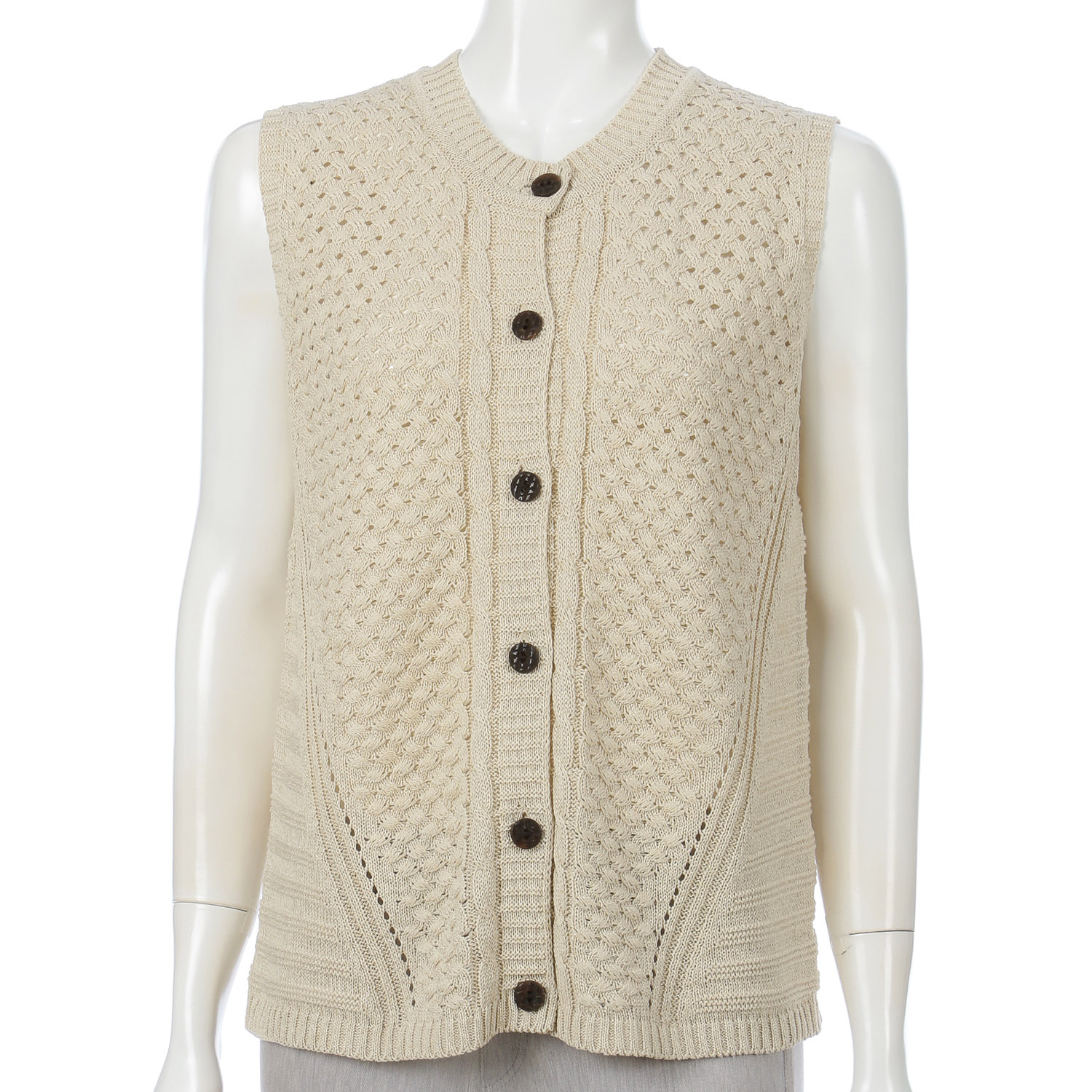 バスケット編み前開きベスト - 画像3