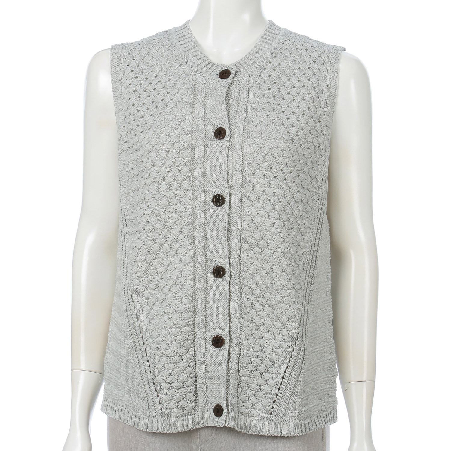 バスケット編み前開きベスト