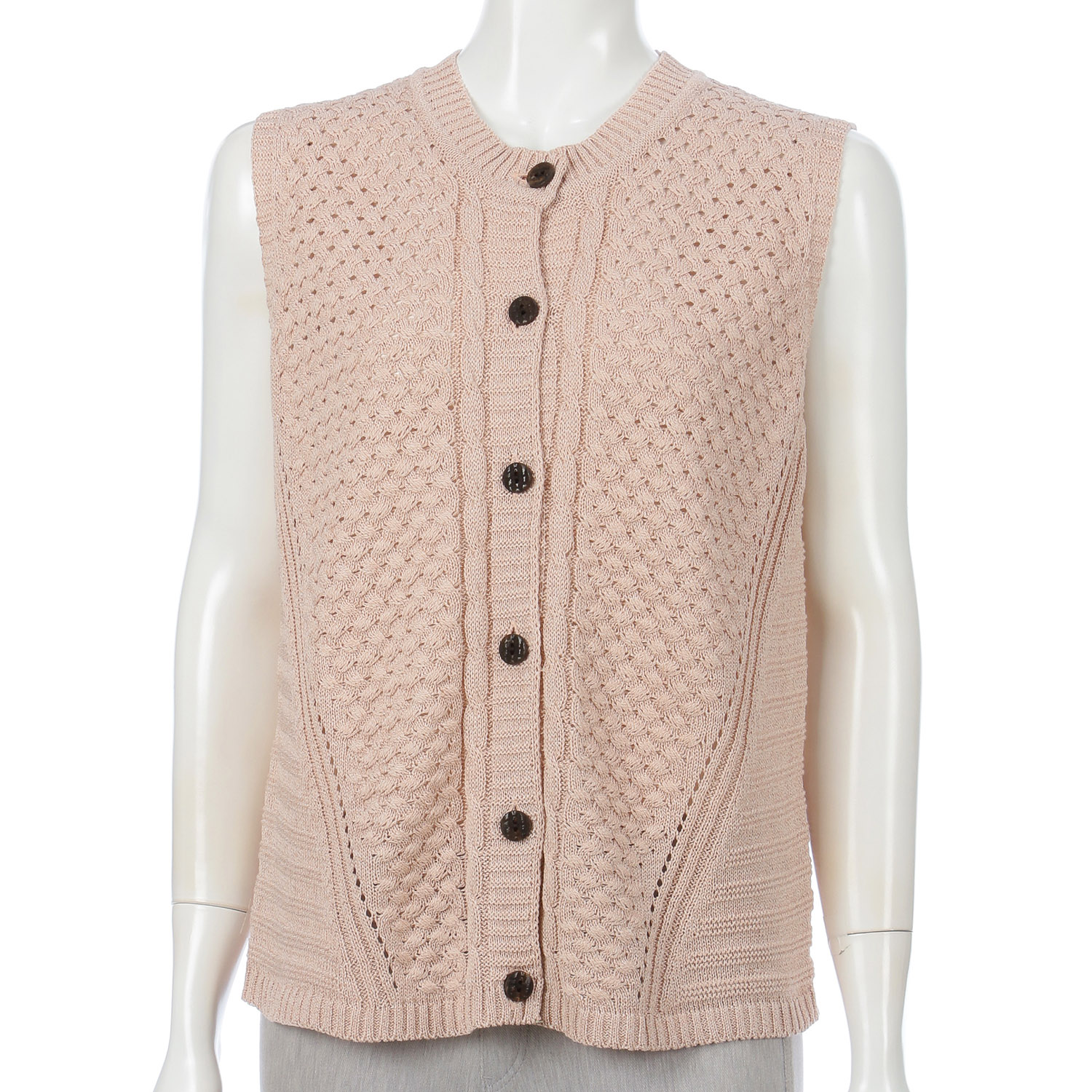 バスケット編み前開きベスト - 画像1