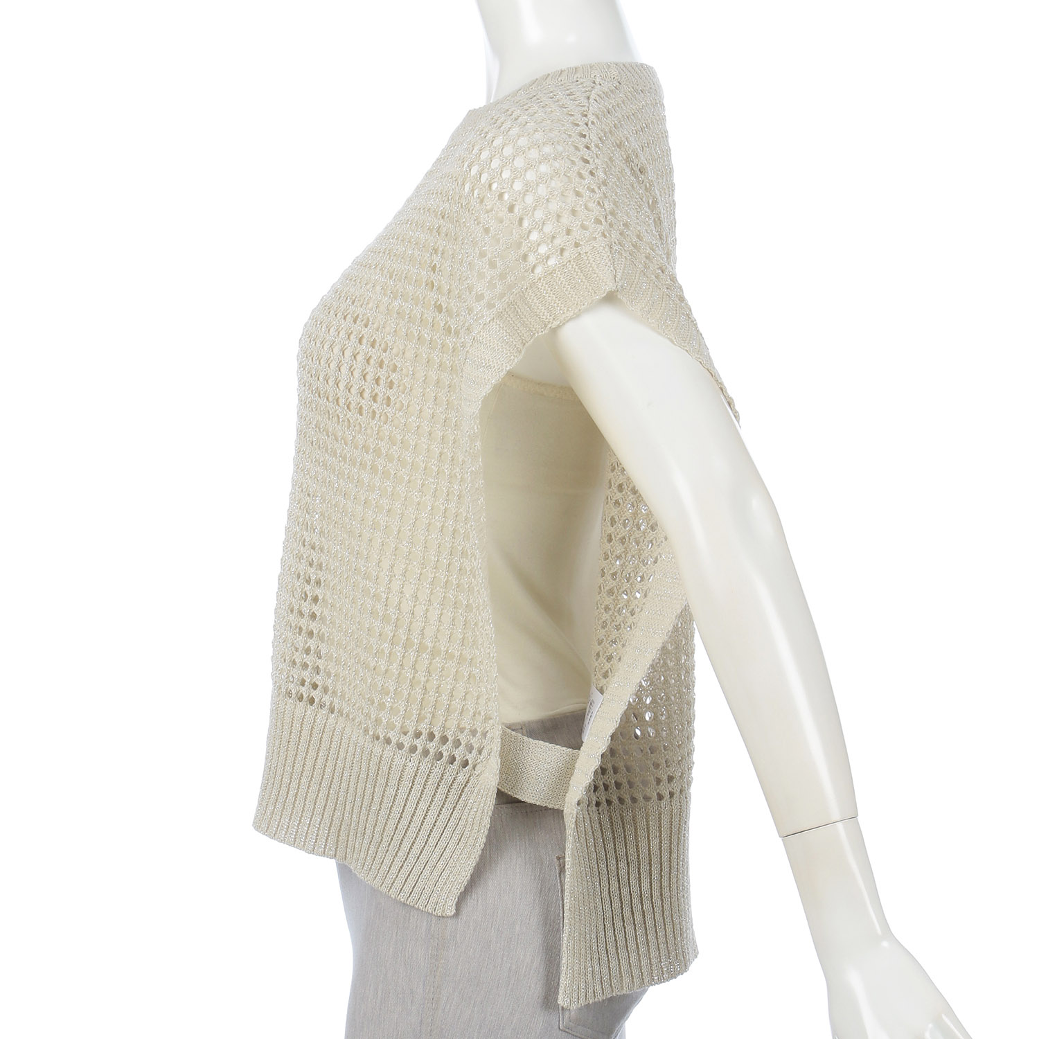 ラメ和紙混メッシュベスト - 画像4