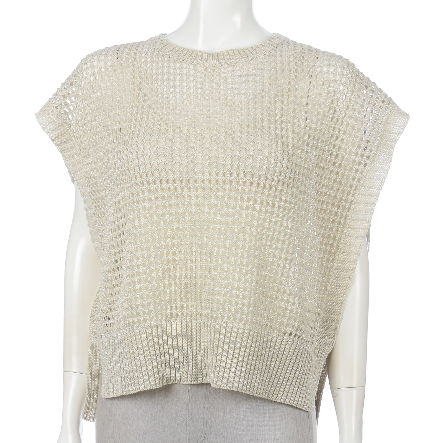 ラメ和紙混メッシュベスト