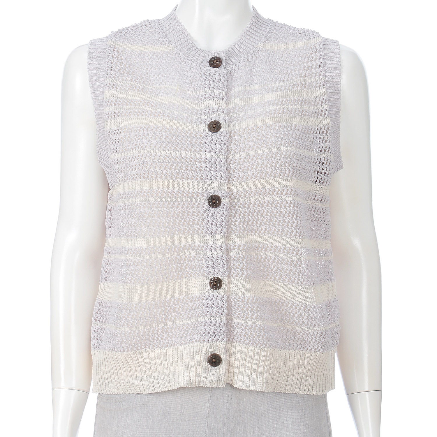 ボーダー前開きベスト