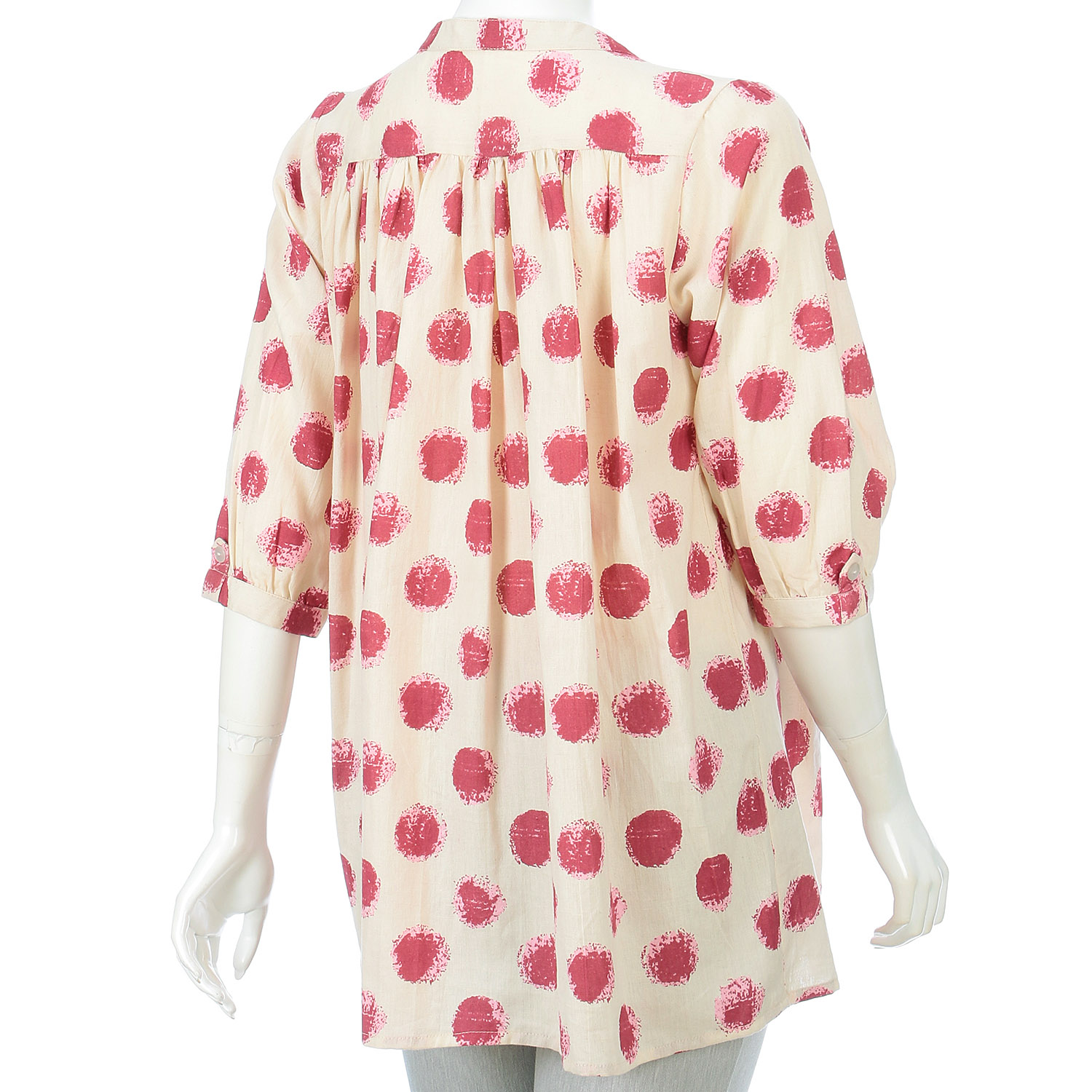 綿麻ドットプリントブラウス - 画像4