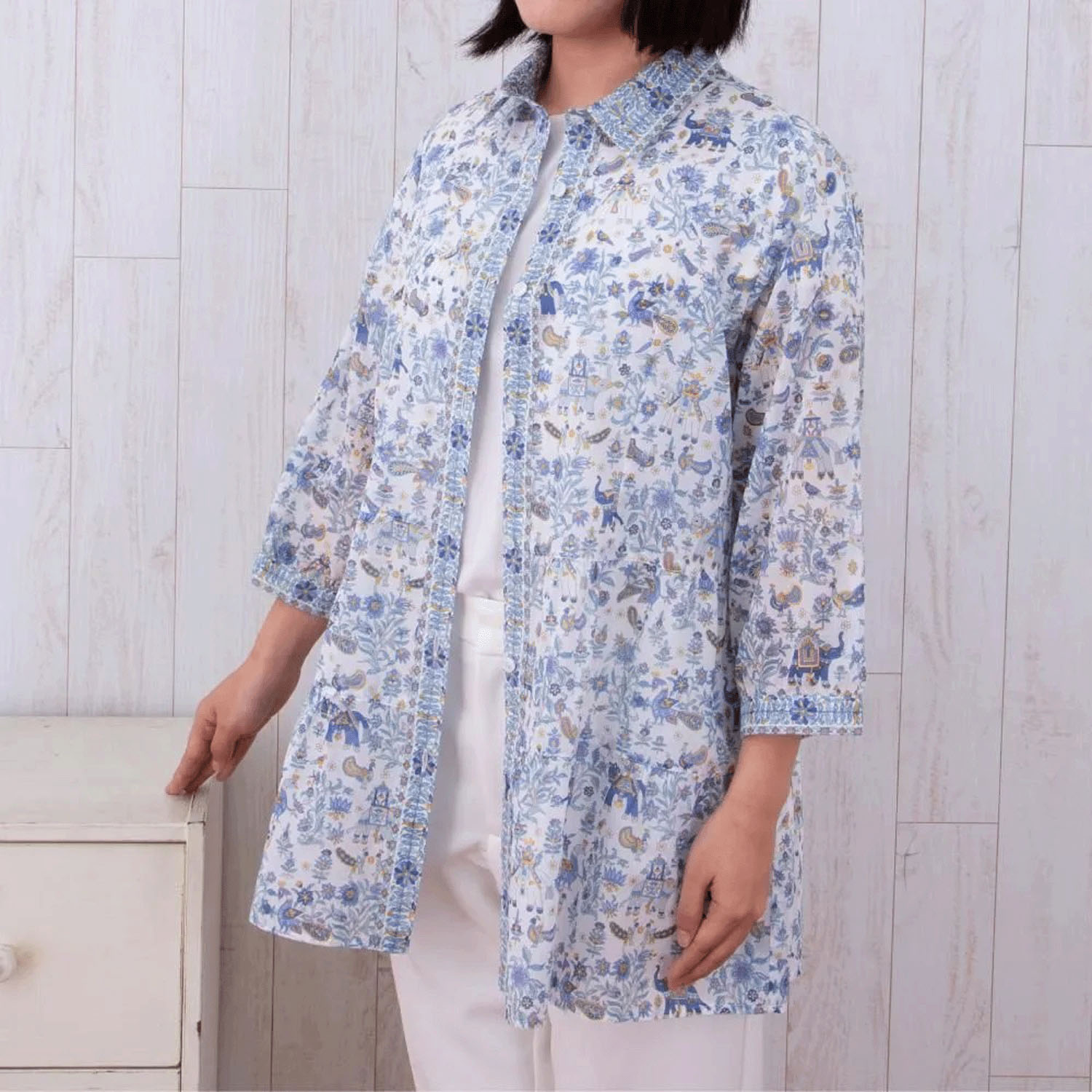 【ETONET限定】シルクロード ティアード切替シャツブラウス バローダ