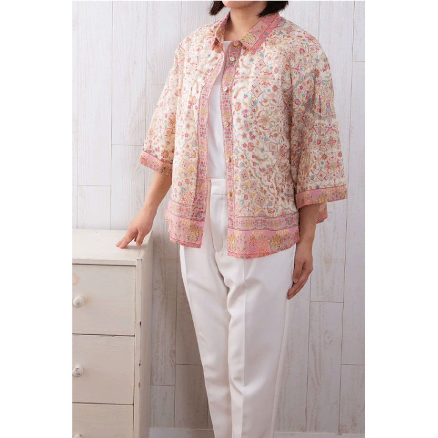 【ETONET限定】シルクロード 袖山タックシャツブラウス コンスタンティノープル - 画像3