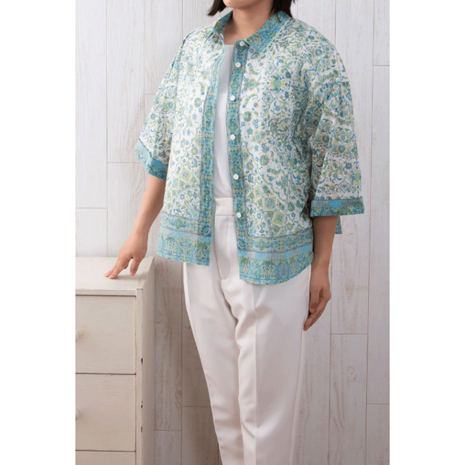 【ETONET限定】シルクロード 袖山タックシャツブラウス コンスタンティノープル - 画像10