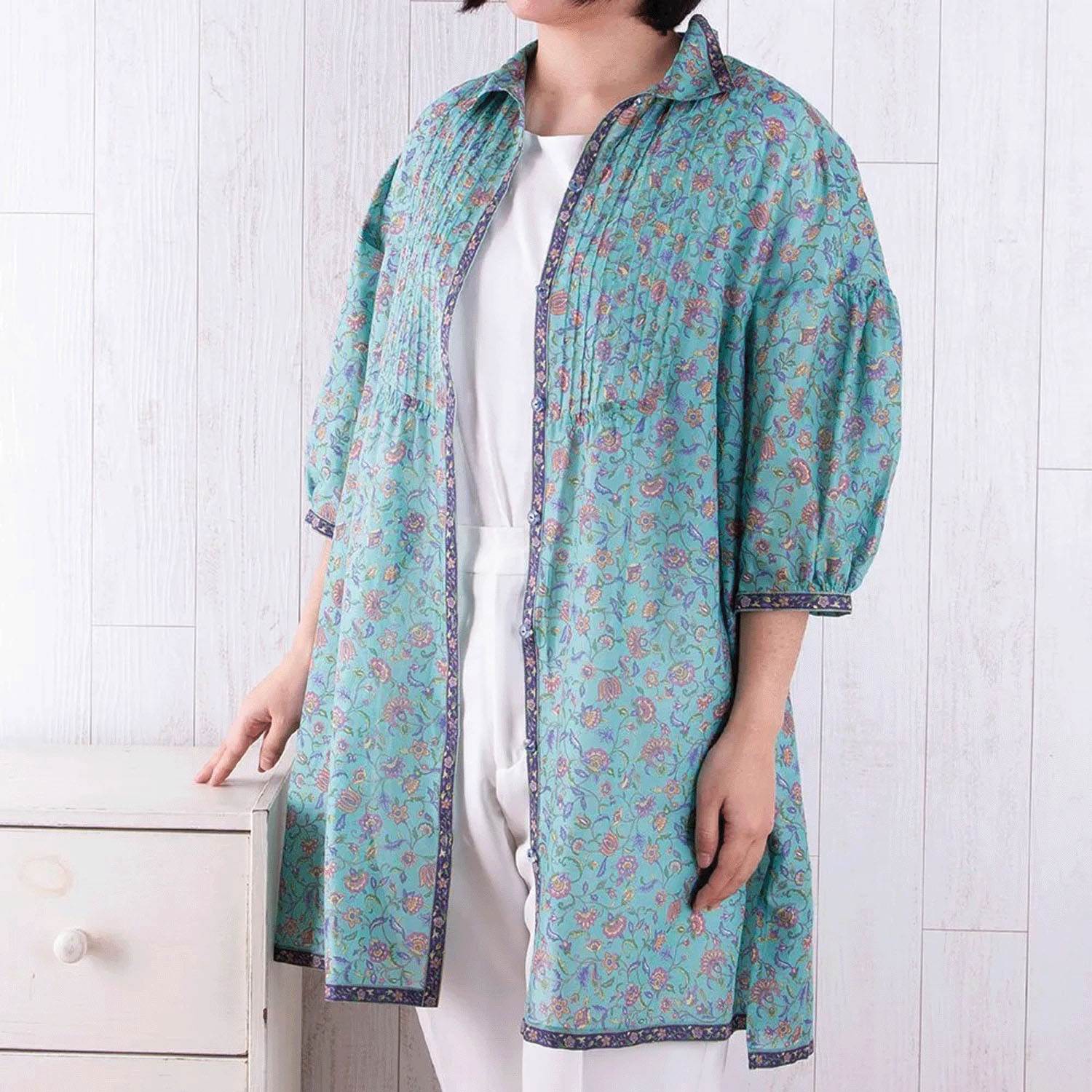 【ETONET限定】シルクロード ヨークピンタック全開チュニック ゴルゴンダ - 画像2