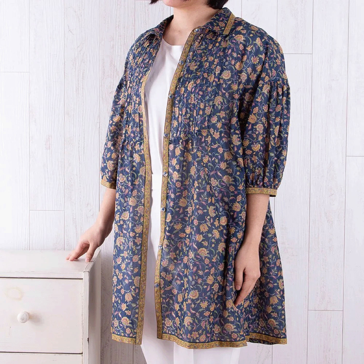 【ETONET限定】シルクロード ヨークピンタック全開チュニック ゴルゴンダ - 画像7