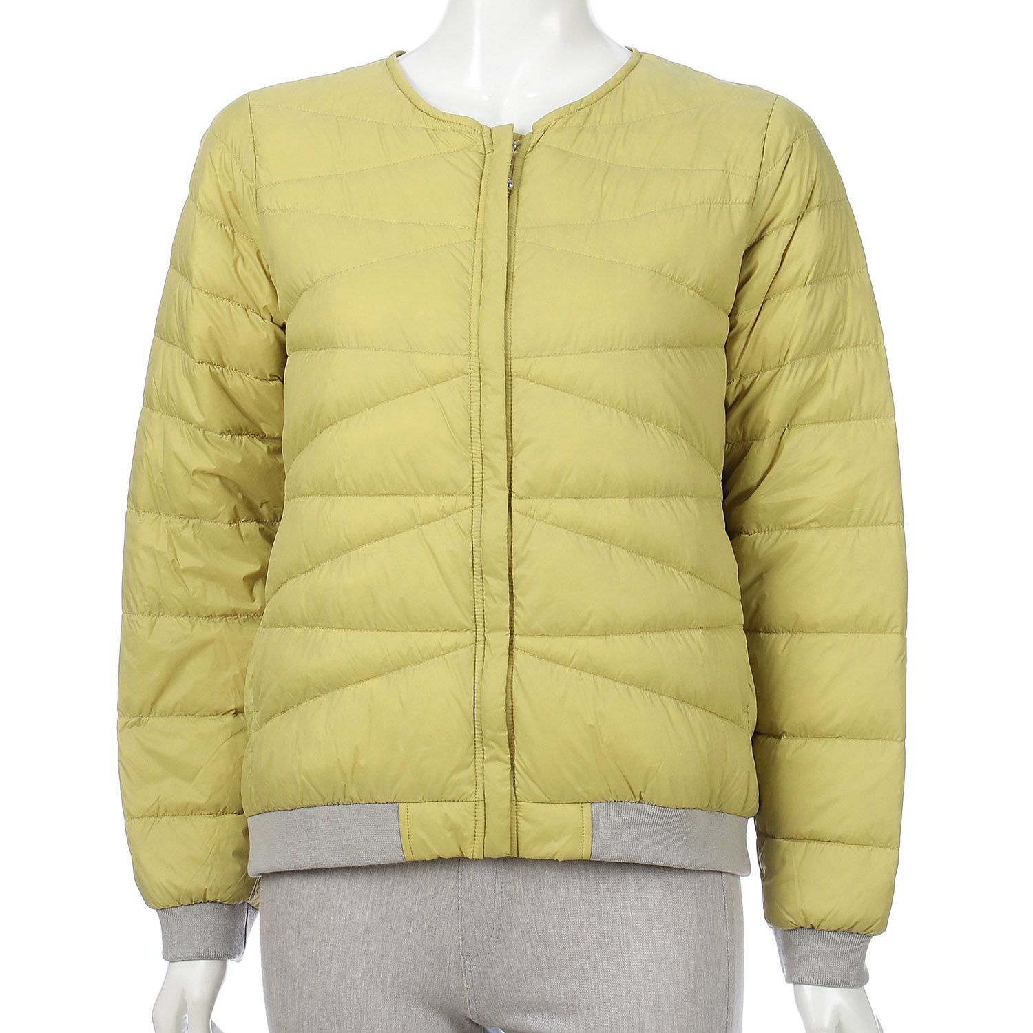 ノーカラー配色リブ使いダウンジャケット - 画像8