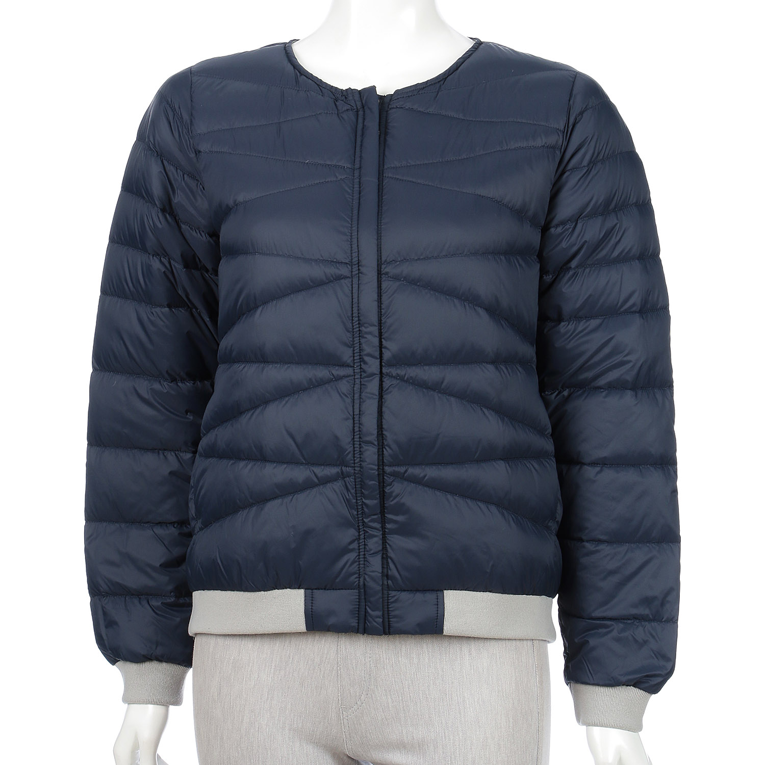 ノーカラー配色リブ使いダウンジャケット - 画像10