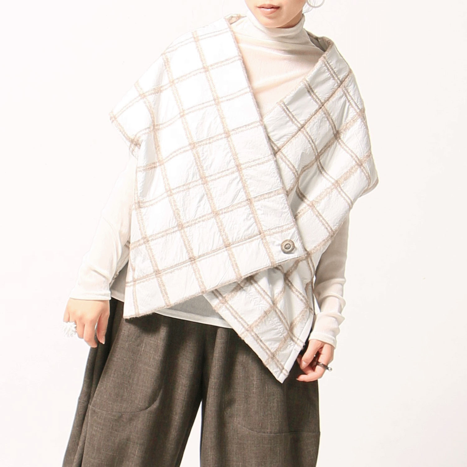 jalanjalan ブロックラインキルティングベスト - 画像7