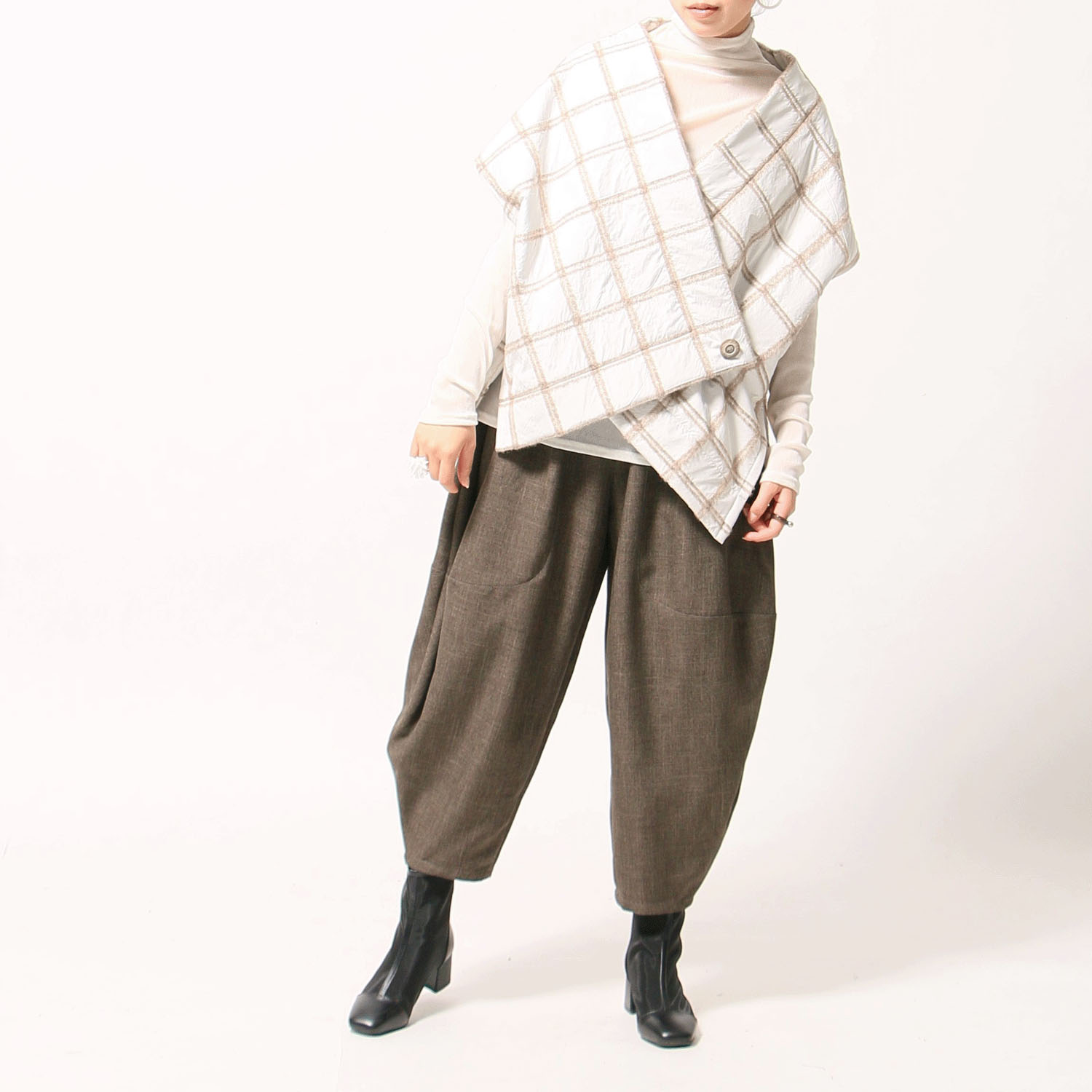 jalanjalan ブロックラインキルティングベスト - 画像8