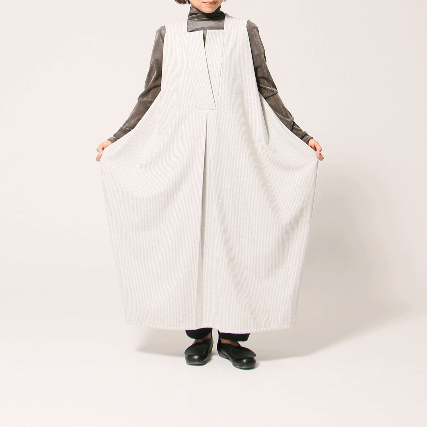 jalanjalan アンジー縦ストレッチ両面起毛ジャンドレ - 画像2