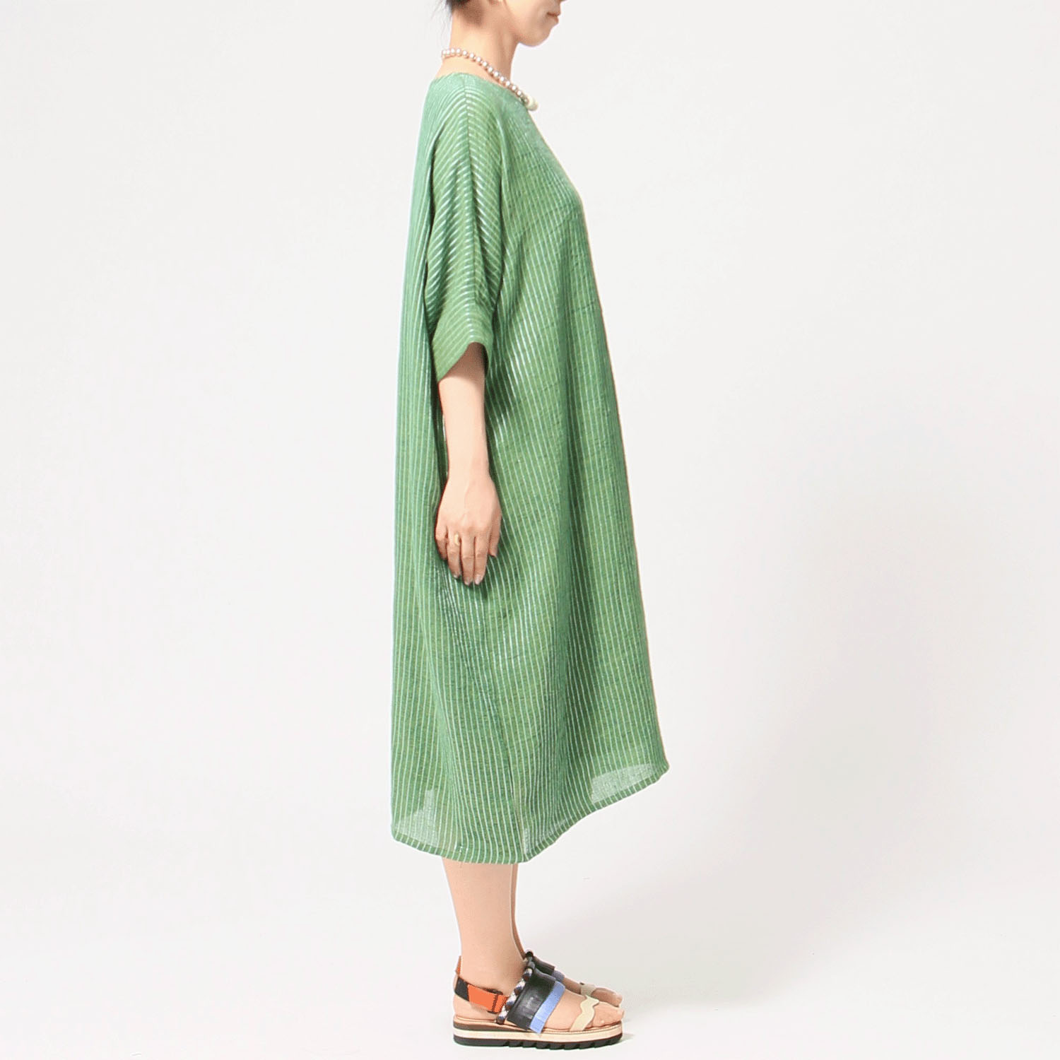 jalan jalan リネンストライプワンピース - 画像9