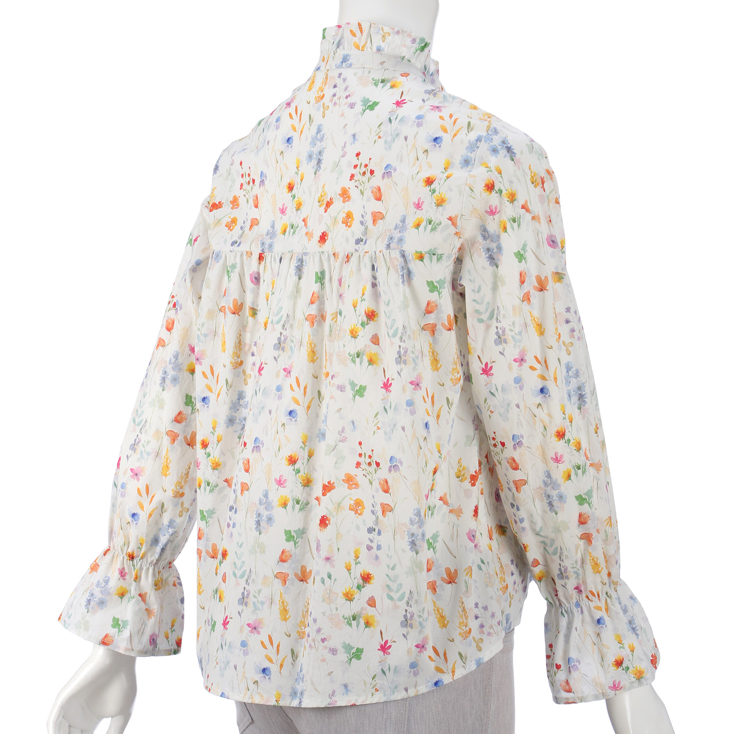 LAPIS ROUGE ボタニカルプリント小ブラウス - 画像3