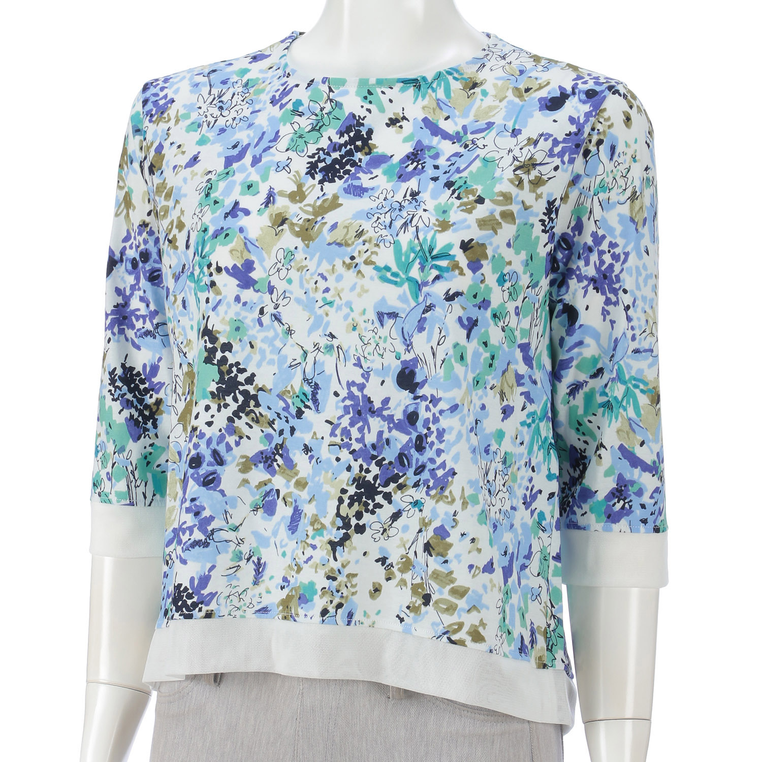 LAPIS ROUGE チュール切替水彩柄プルオーバー - 画像3