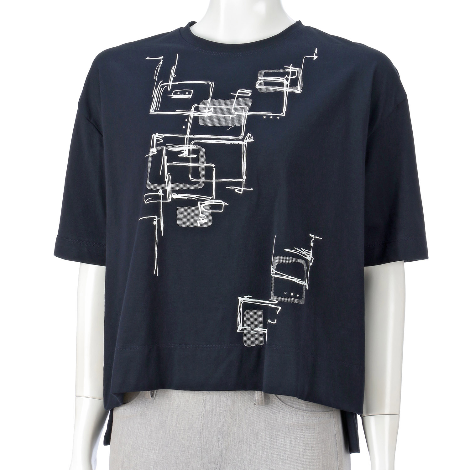 LAPIS ROUGE 幾何柄二次加工プルオーバー - 画像9