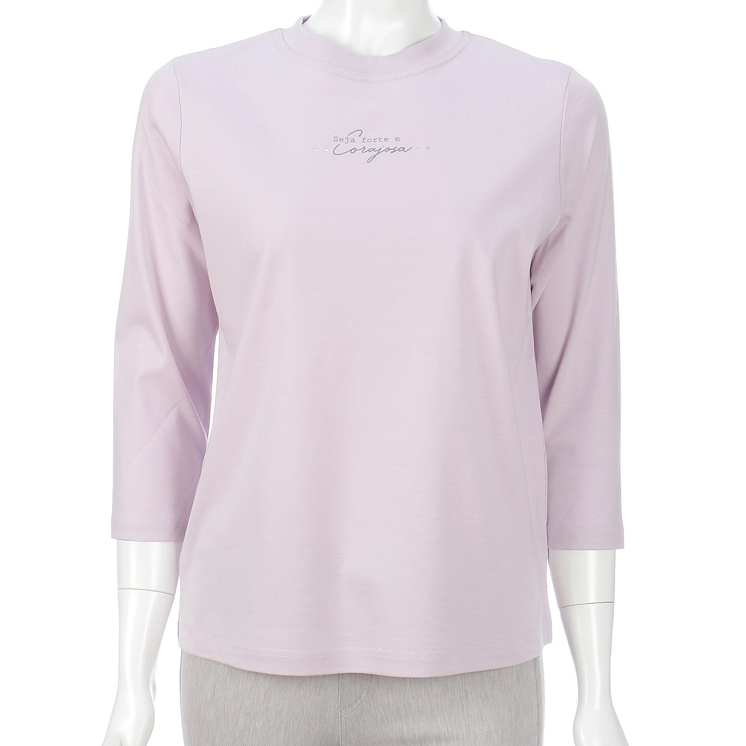 スムース ロゴプリントチビハイネック 7分袖