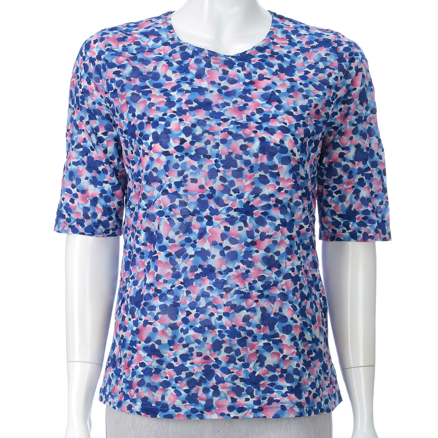 綿塩縮加工プリント丸首5分袖プルオーバー - 画像4