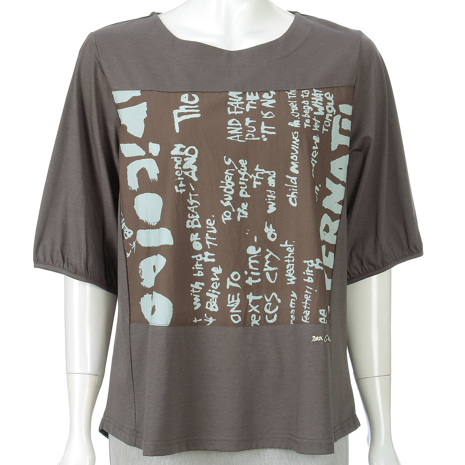 布帛プリント使い五分袖プルオーバー - 画像4