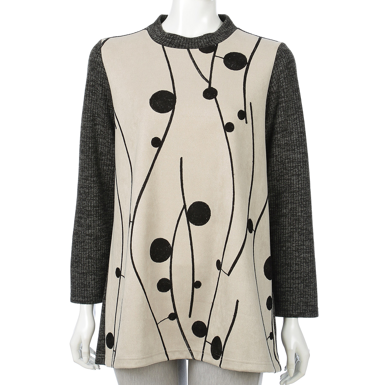 ストレッチスエード×リブ刺繍入りチュニック - 画像2