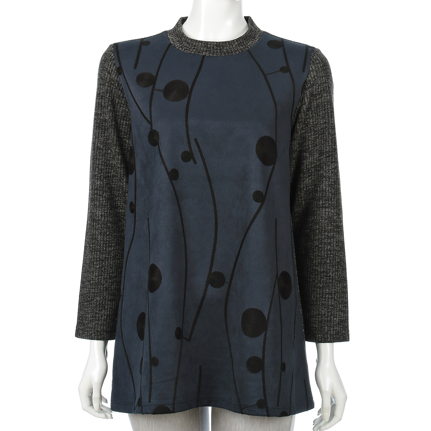 ストレッチスエード×リブ刺繍入りチュニック - 画像7