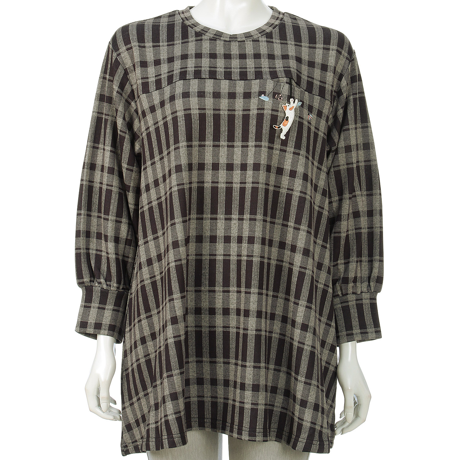 Myauris ネコモチーフチェック柄チュニック - 画像6