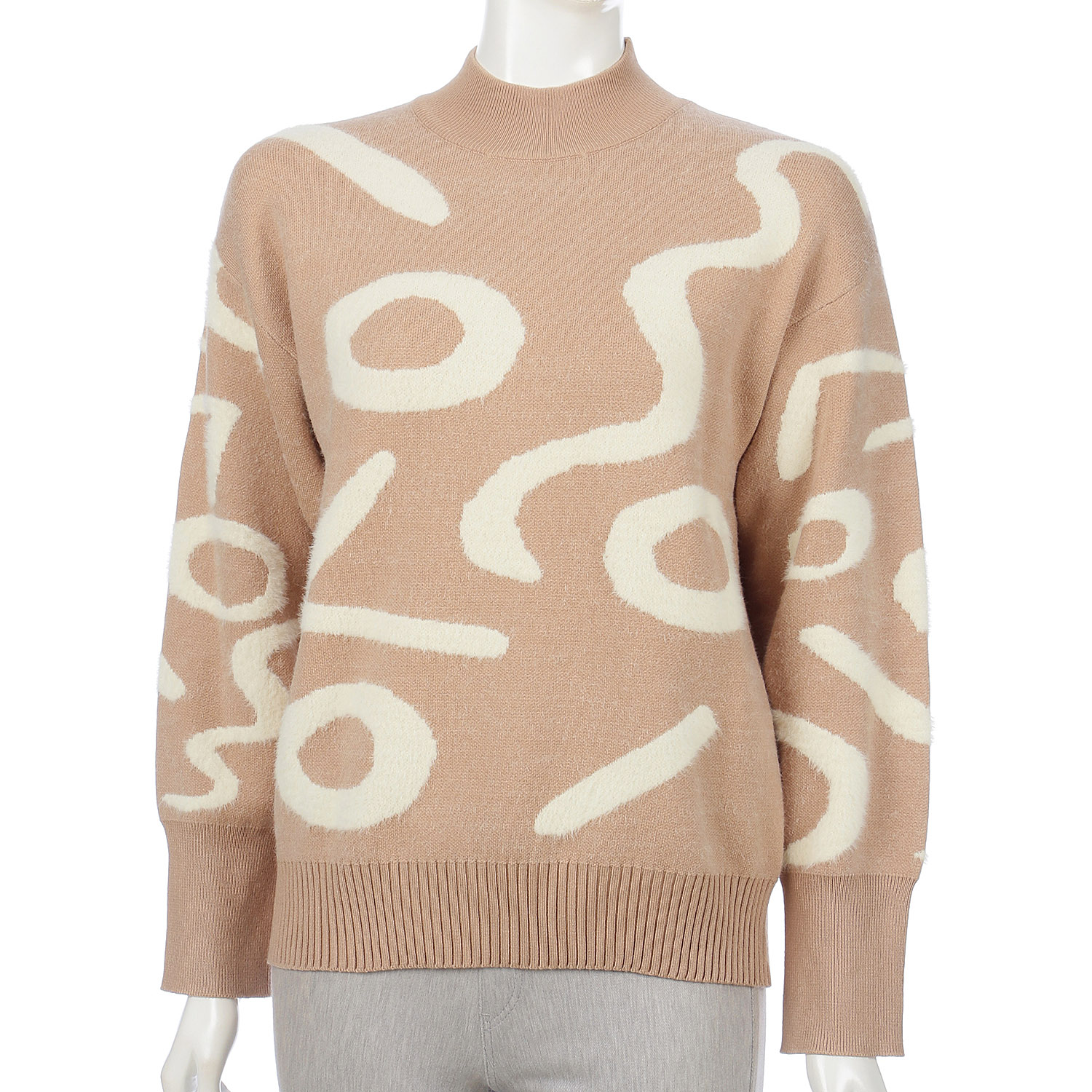 裏シャギー丸首ニット