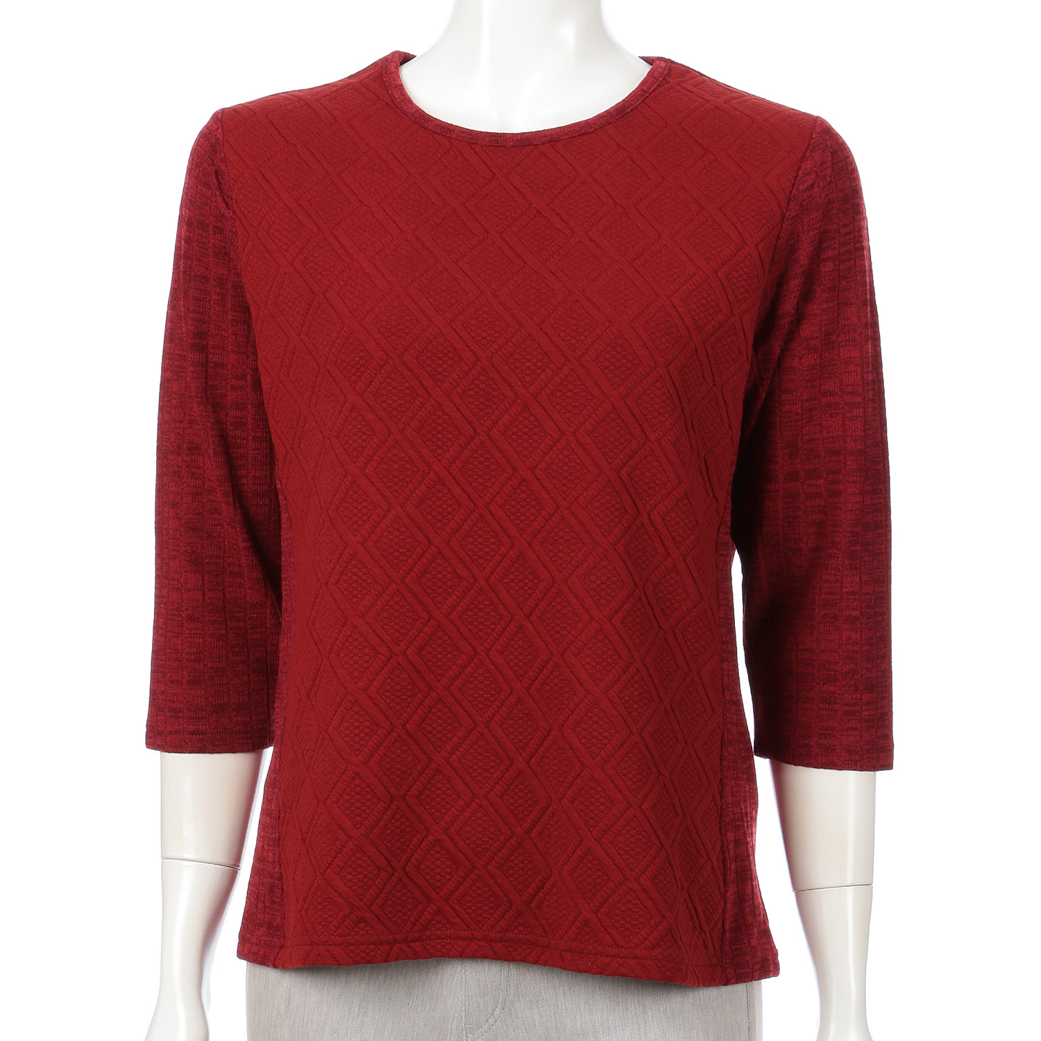 リブ×膨れ素材切替カットアンサンブル - 画像4