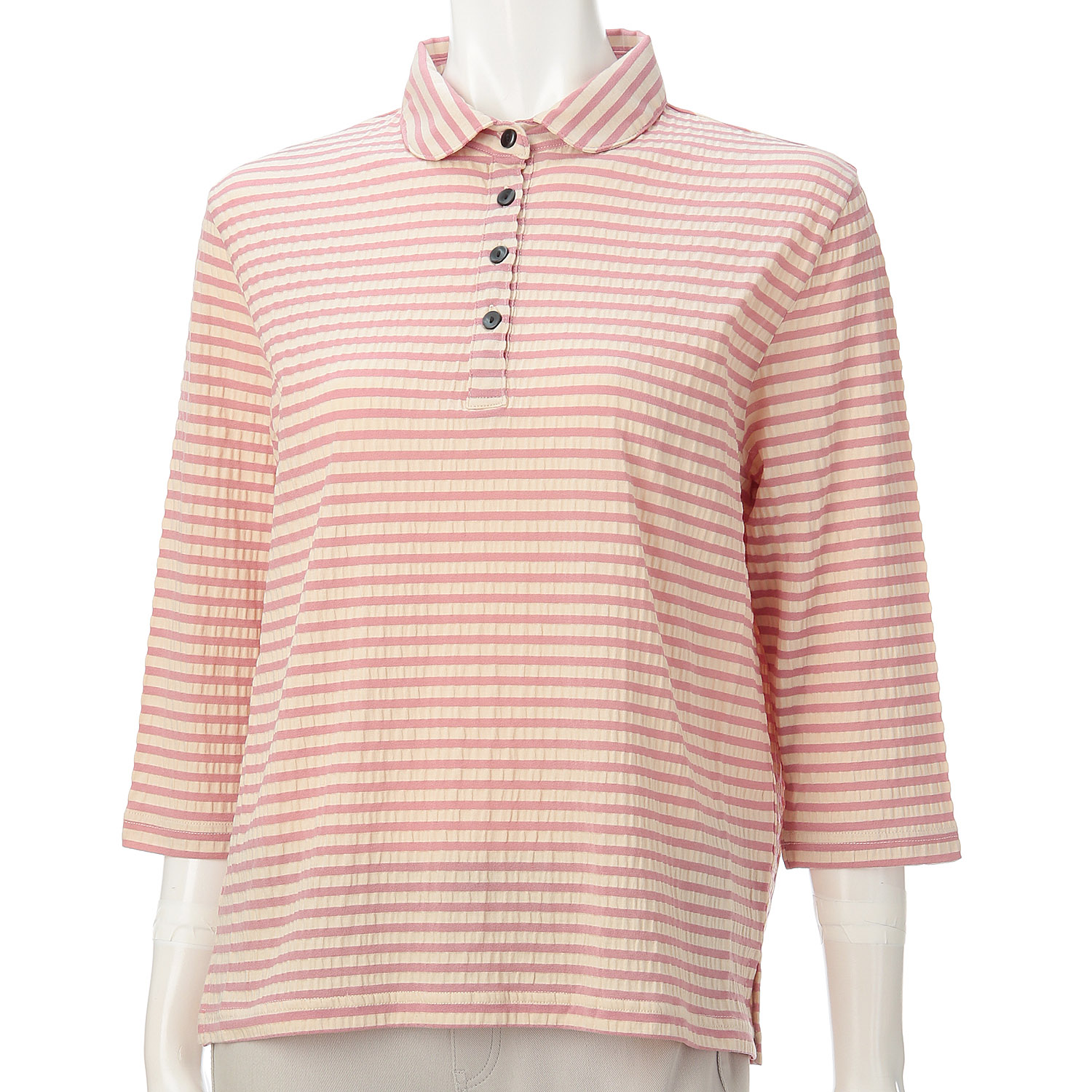 ボーダー襟付きプルオーバー