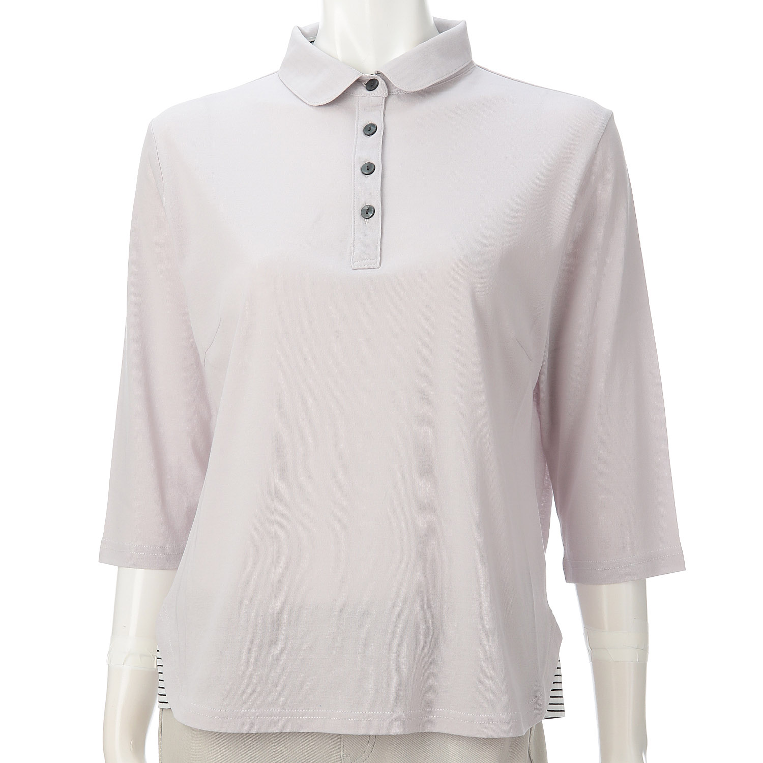 ボーダー使い襟付き7分袖プルオーバー - 画像2