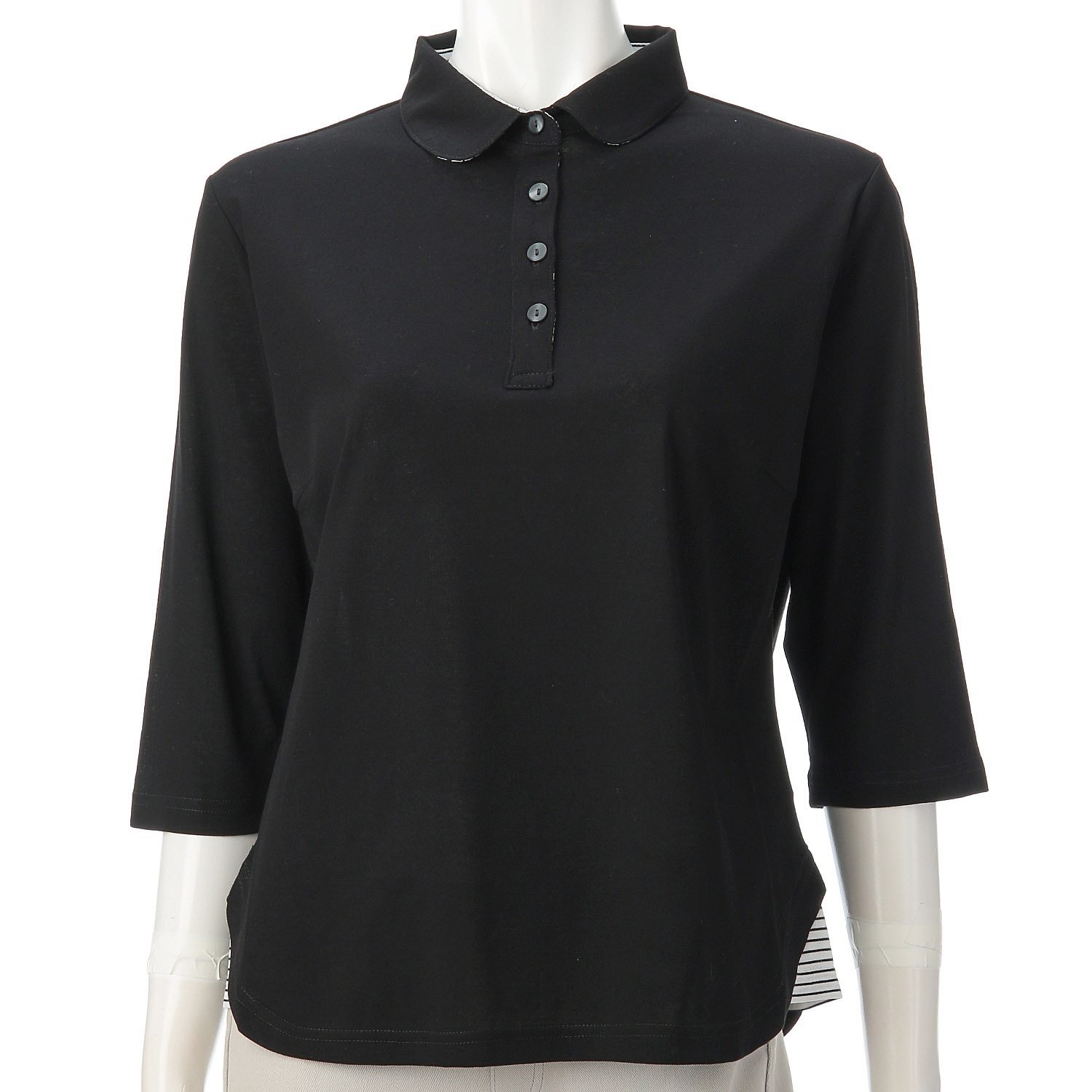 ボーダー使い襟付き7分袖プルオーバー - 画像3