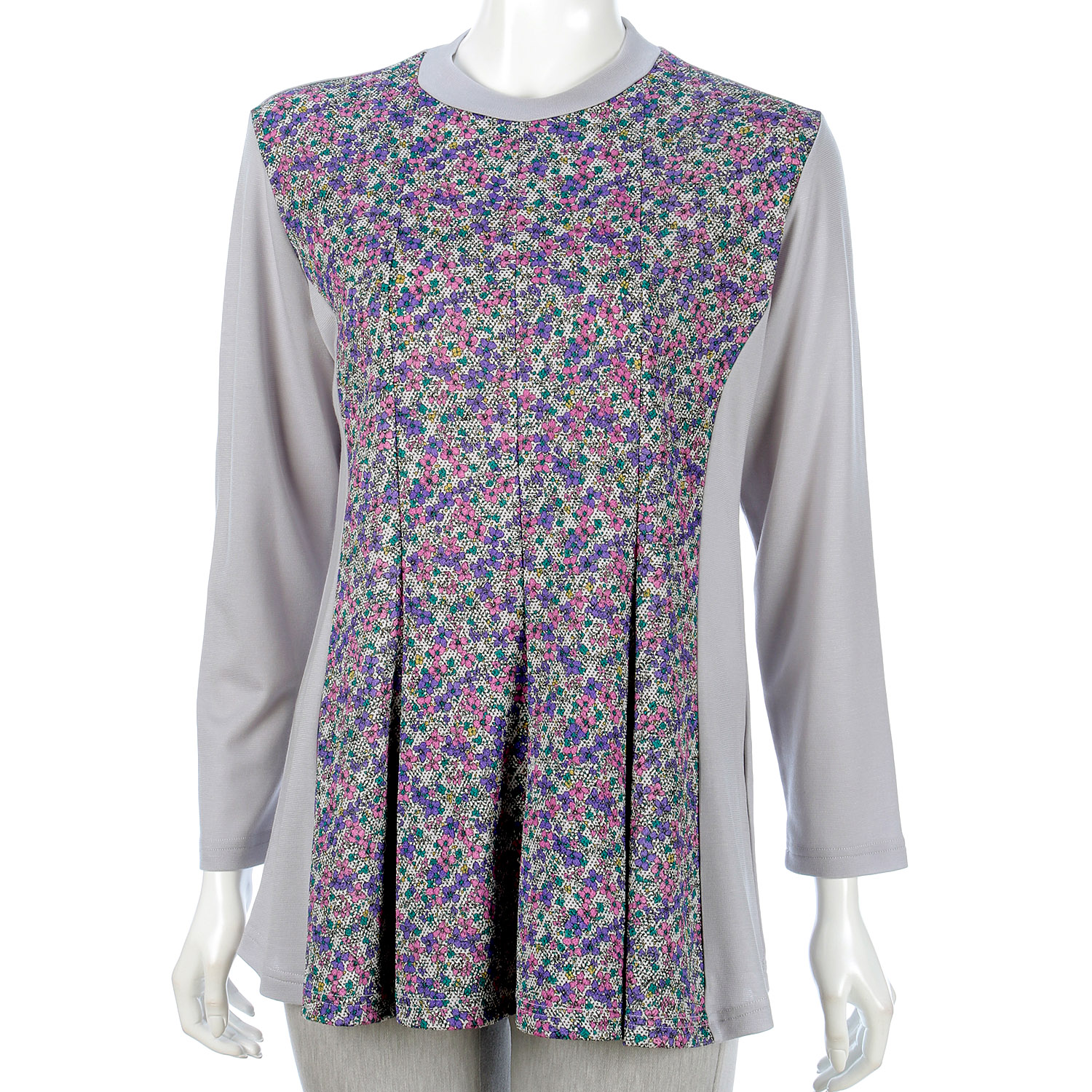 前身小花柄プリントAラインチュニック - 画像2