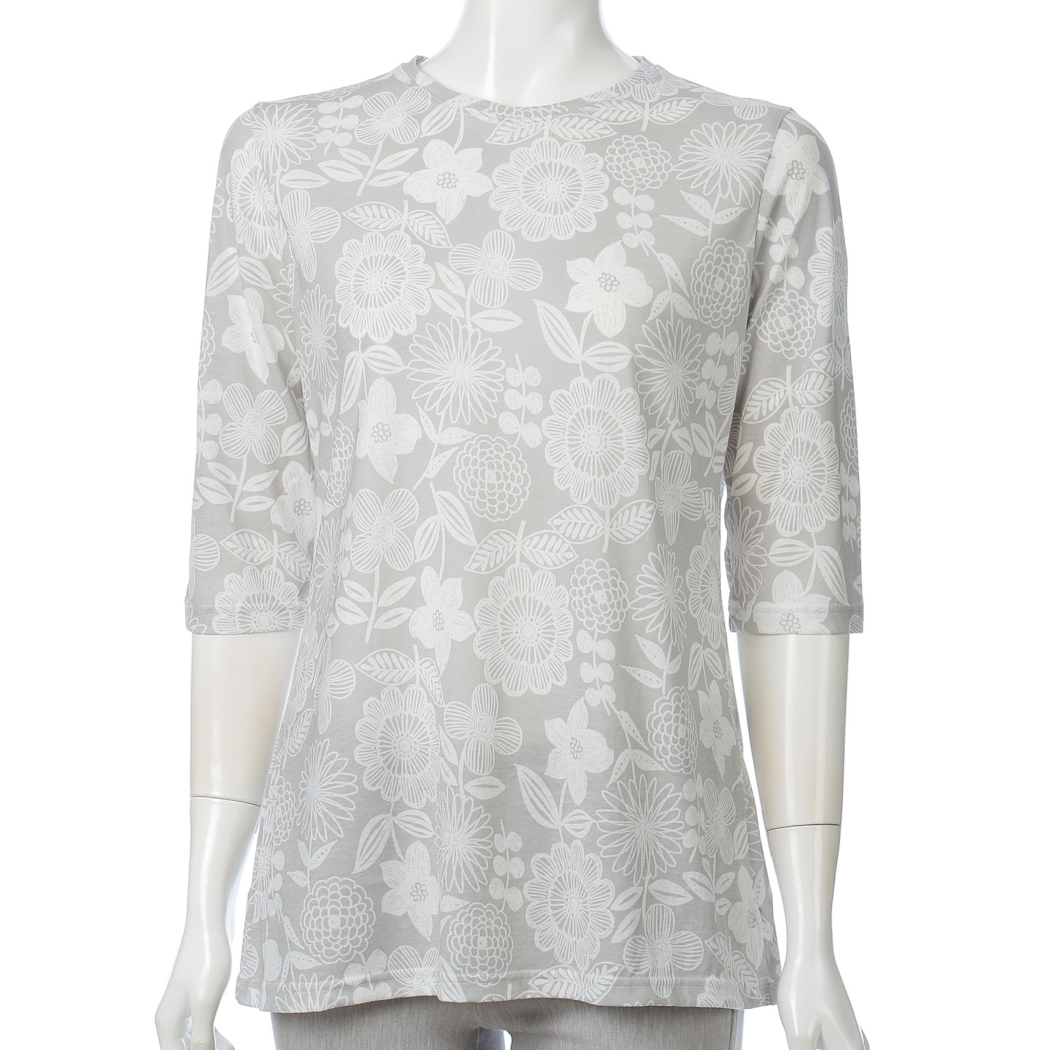 サイロ強撚単色花柄チュニック6分袖 - 画像3