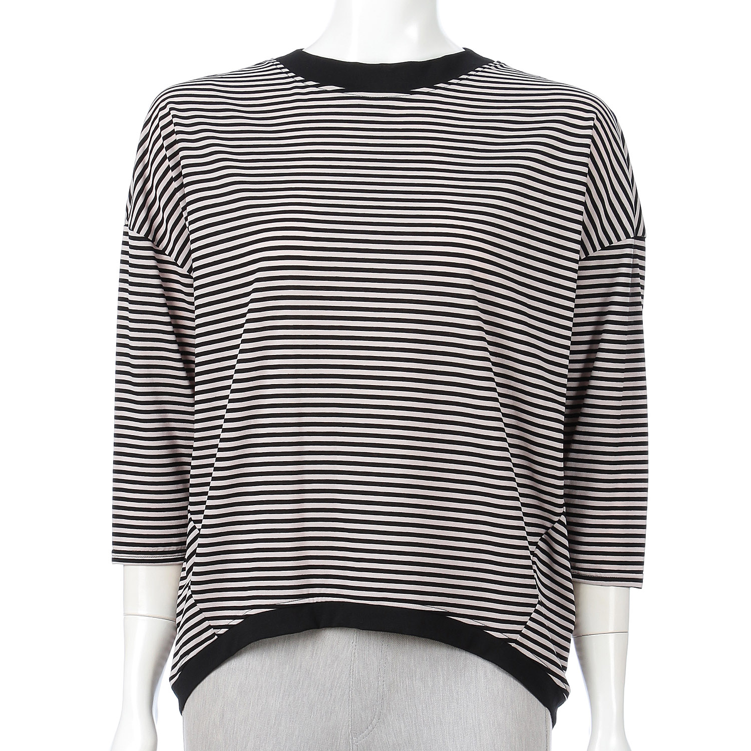 ボーダードロップショルダー七分袖プルオーバー - 画像2