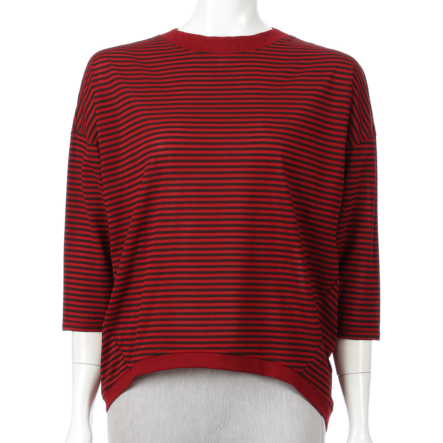 ボーダードロップショルダー七分袖プルオーバー - 画像4