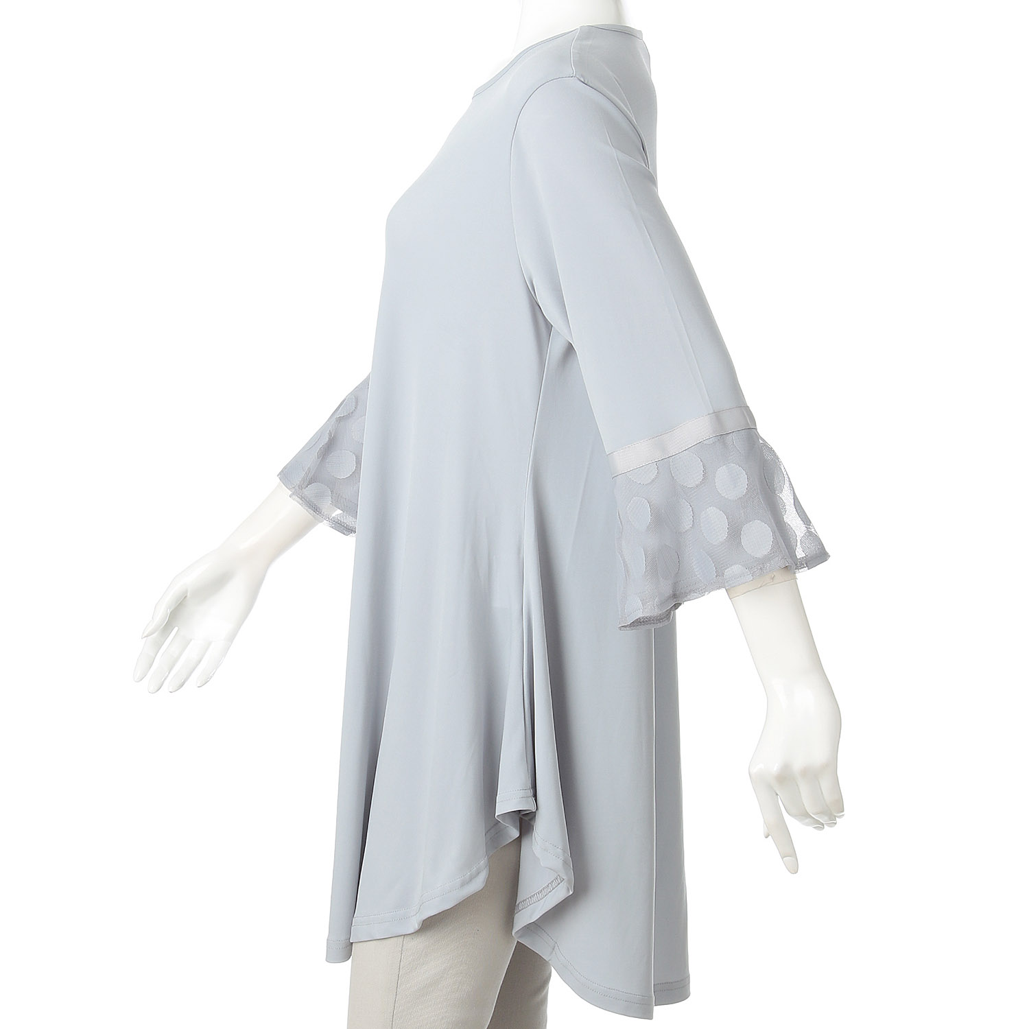 無地×ドット柄チュニック - 画像2