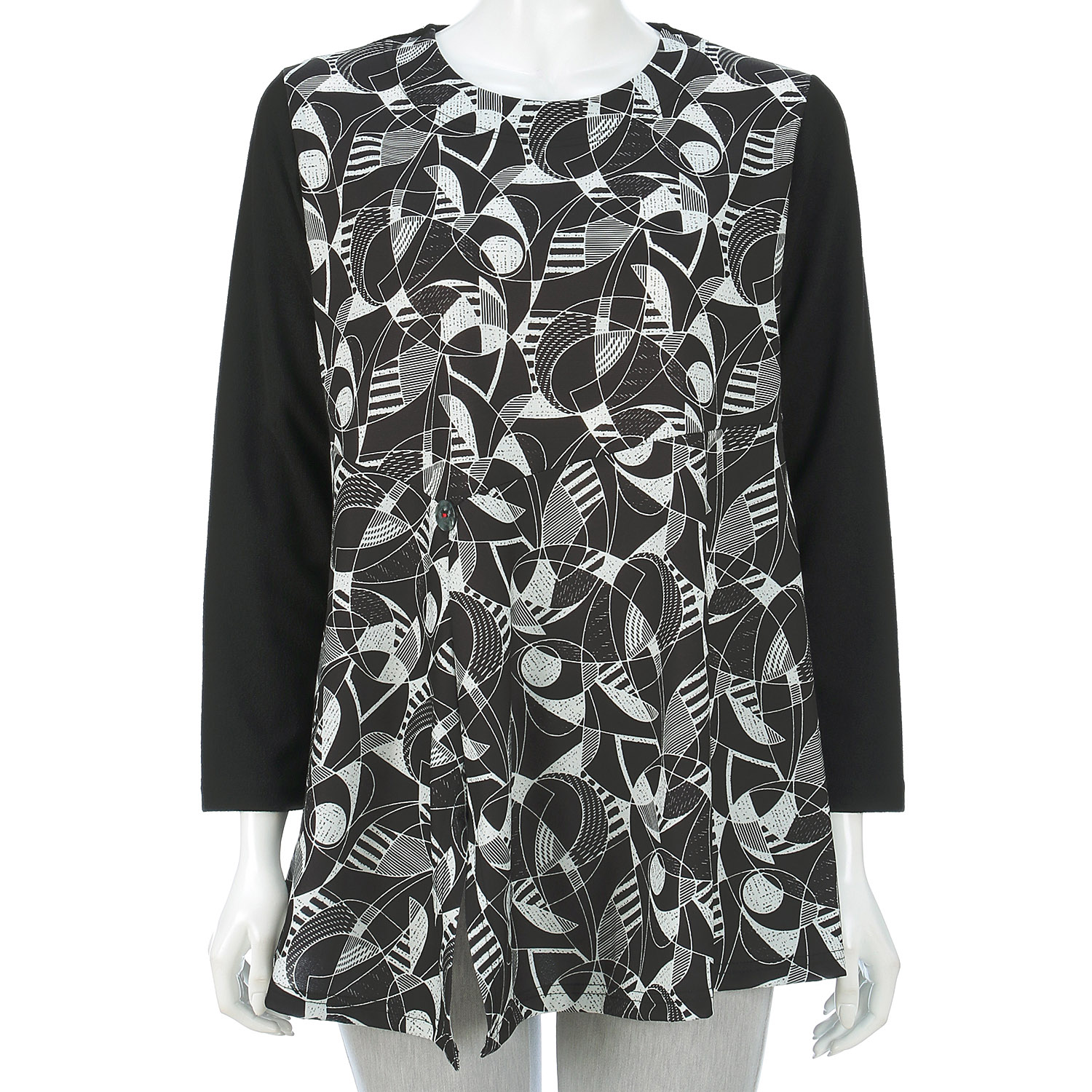 切替プリントボタン付チュニック - 画像2