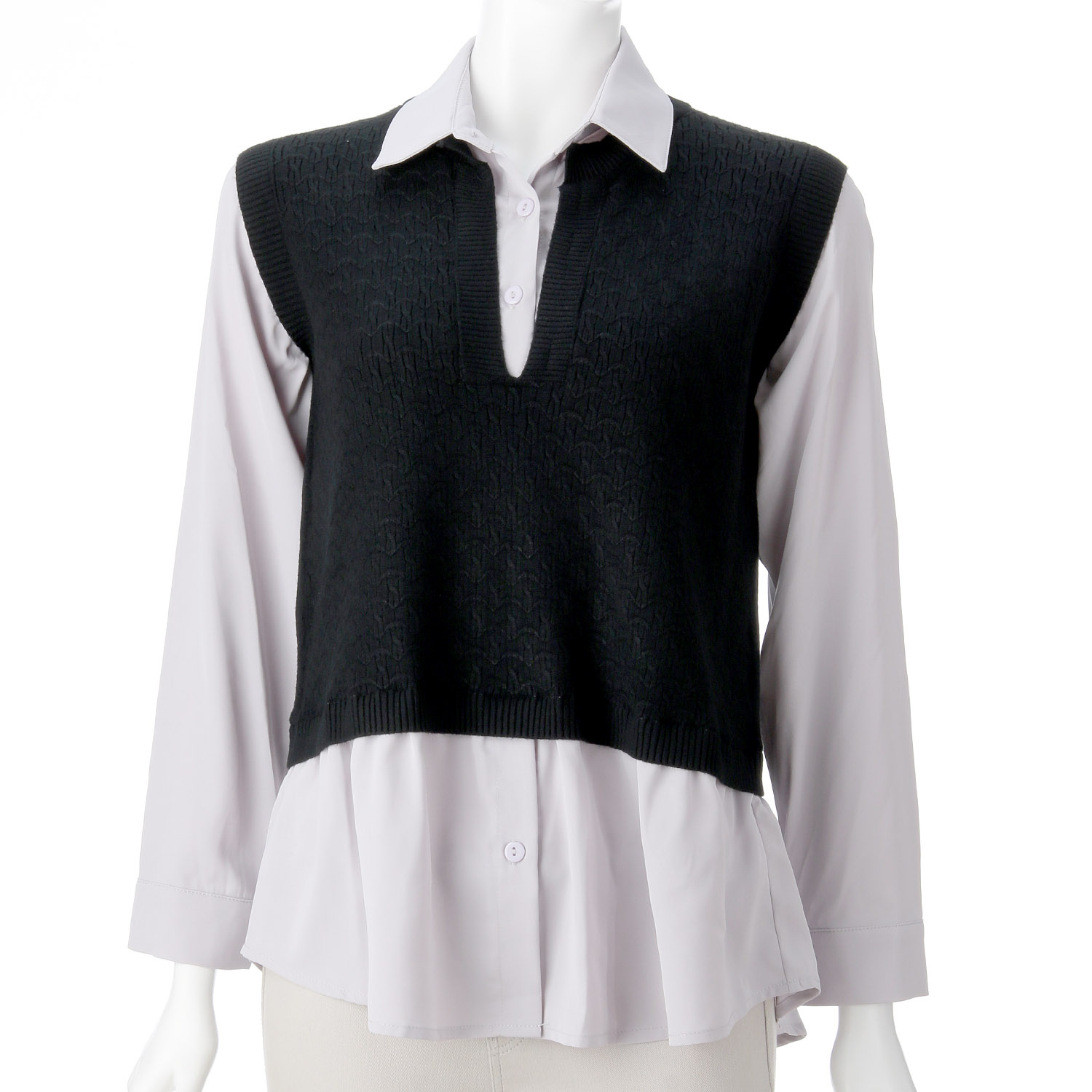 重ね着風襟付きチュニック - 画像2