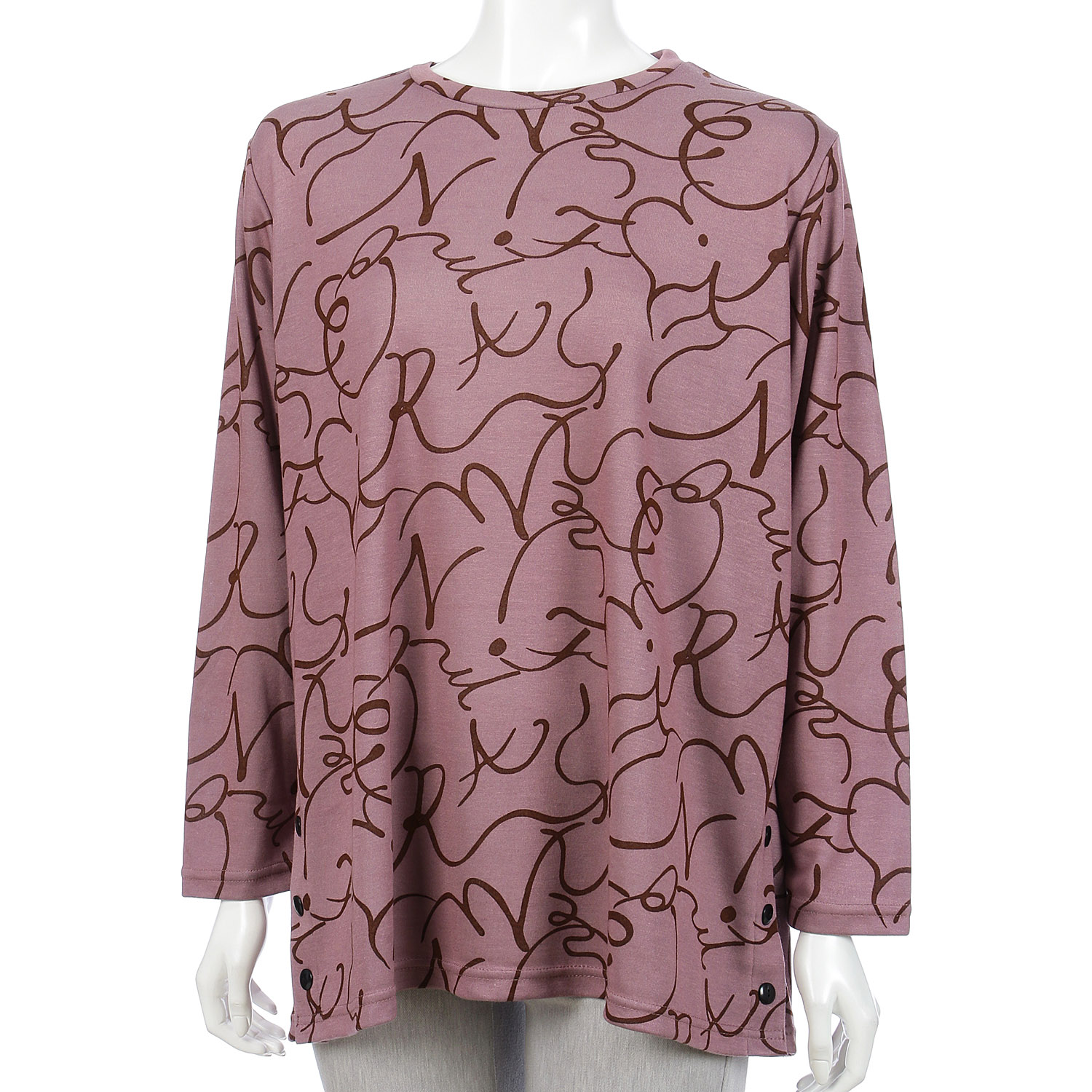 チビハイ脇釦付きプリントチュニック - 画像4