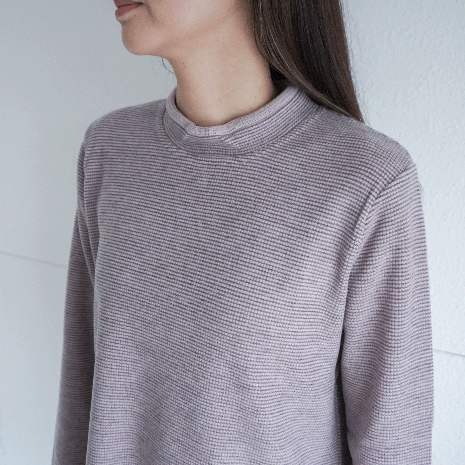 【Insta Live】ボーダー配色ハイネックプルオーバー - 画像2