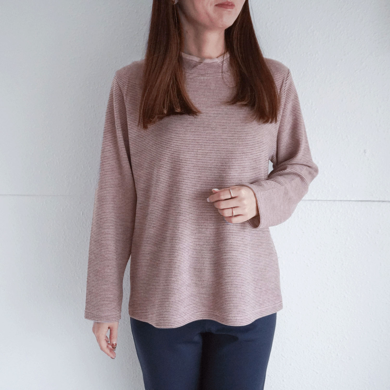 【Insta Live】ボーダー配色ハイネックプルオーバー - 画像7