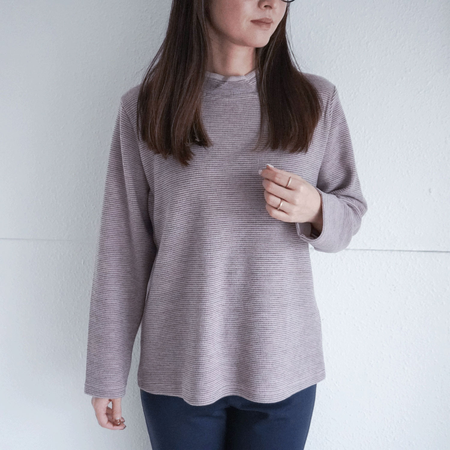 【Insta Live】ボーダー配色ハイネックプルオーバー