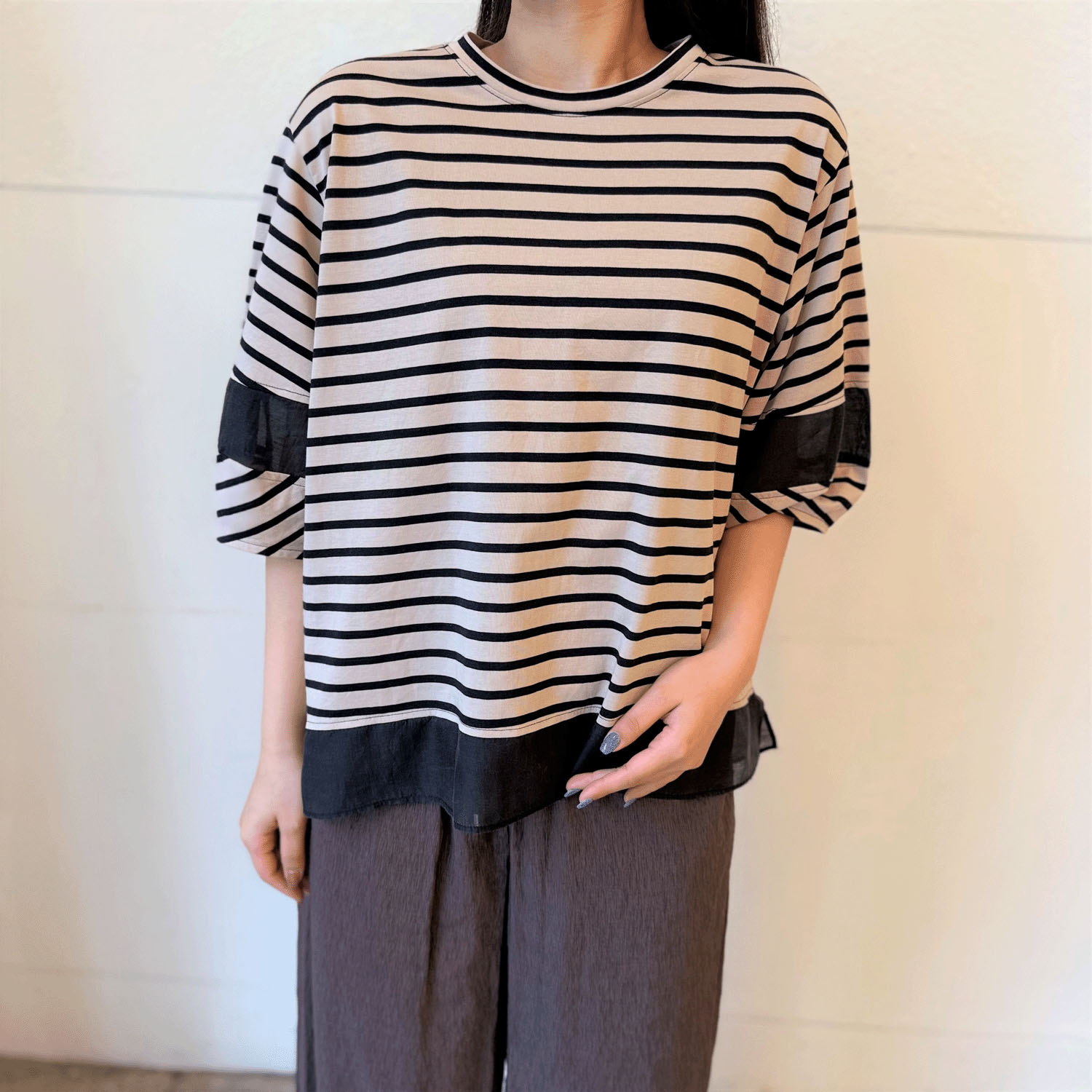 シルケット天竺ボーダーチュニック