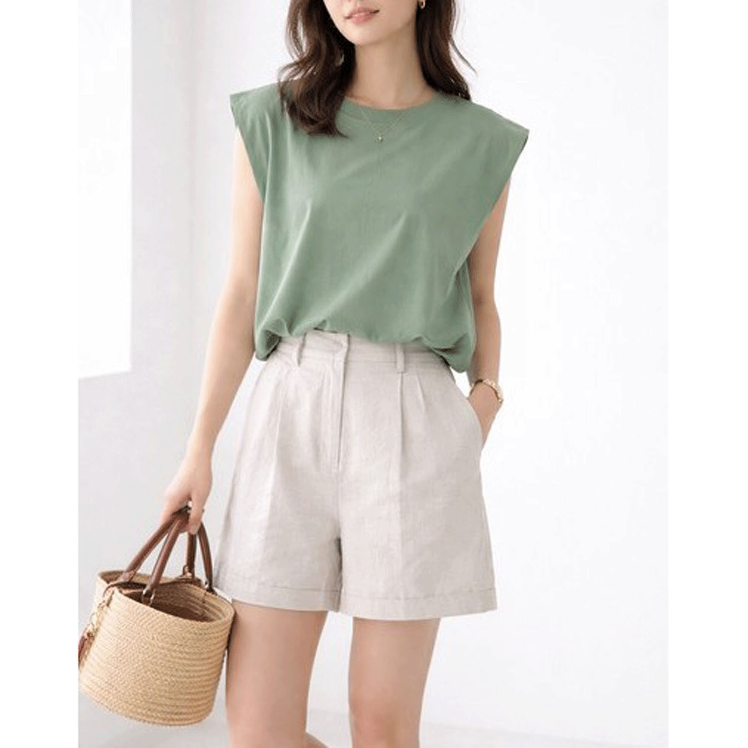 ダブルシルケットコットン100 ノースリーブTシャツ - 画像11