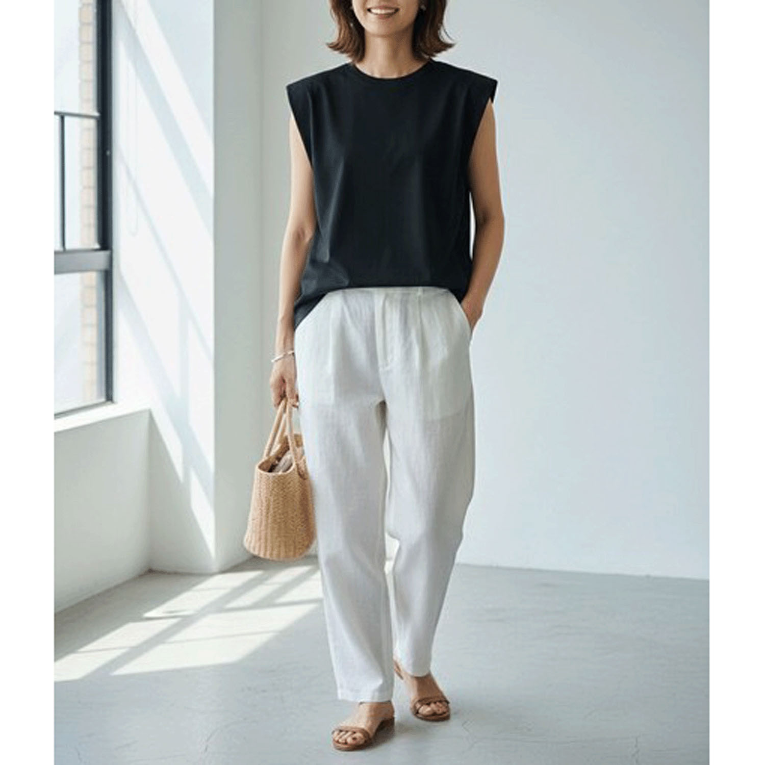 ダブルシルケットコットン100 ノースリーブTシャツ - 画像8